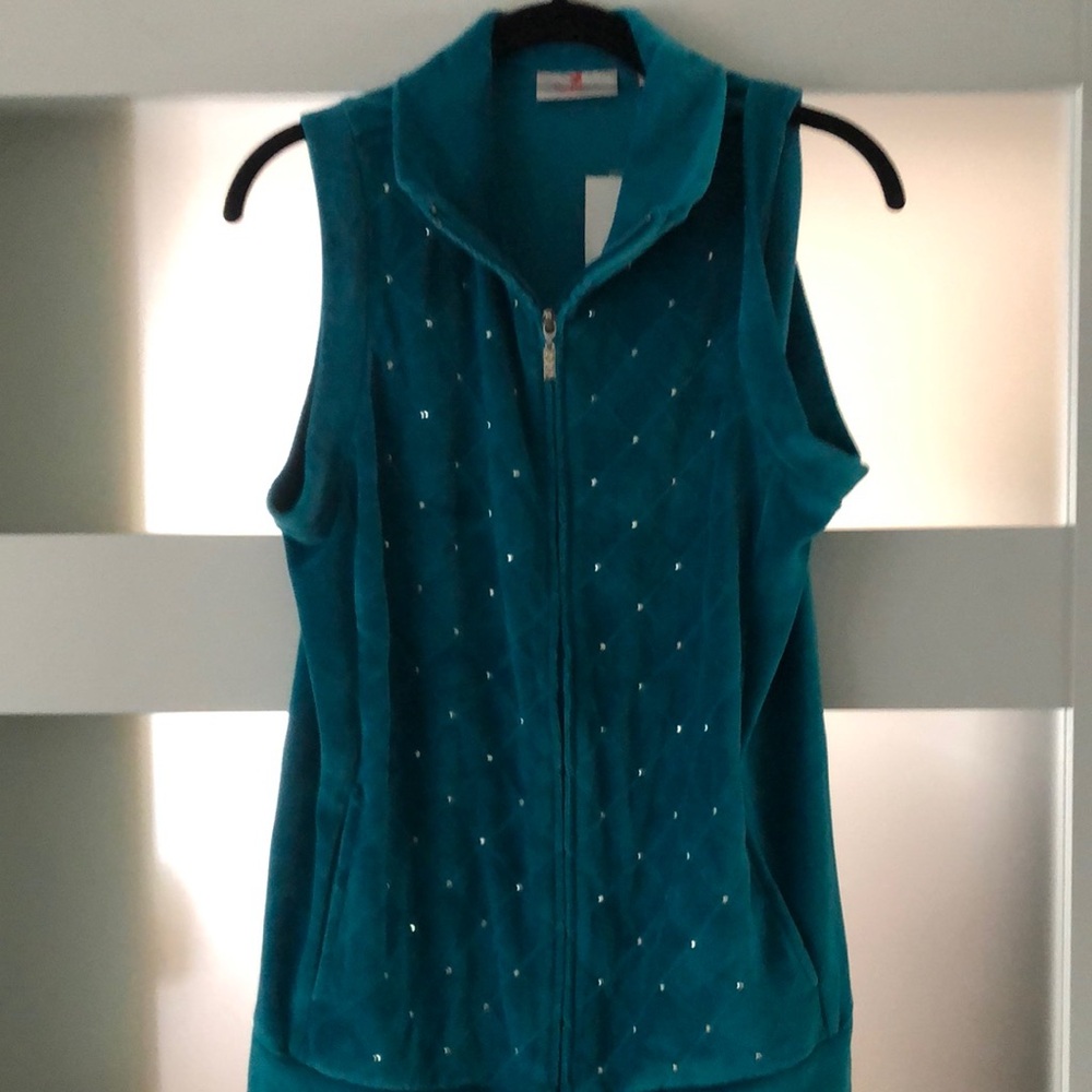 Quacker Factory Turquoise Zip-Up Vest